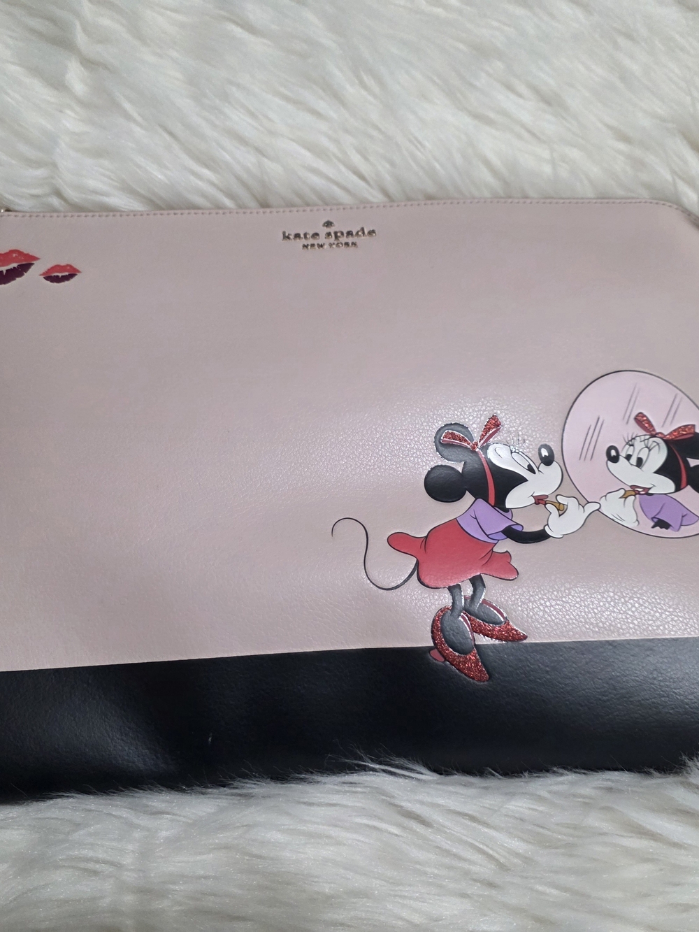 kate spade Pink and Black Minnie Mouse Cosmetic Pouch